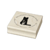 Cat & Flower Return Address Rubber Stamp Rubberstempel (Stempel)