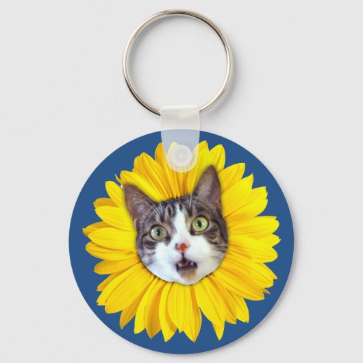 "Cat Flower" Yellow LOL Funny Sleutelhanger (Voorkant)