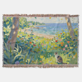 Cat Flowers And Sea Deken