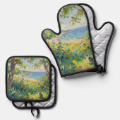 Cat Flowers And Sea Ovenwant & Pannenlap Set (Voorkant / Achterkant)