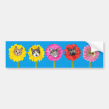 "Cat Flowers" Garden LOL Funny Bumpersticker