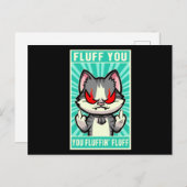 Cat Fluff je middenvinger Kitten Kat Pet Gift Briefkaart (Voorkant / Achterkant)