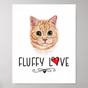 Cat Fluffy Love Kat Meow Portret Poster