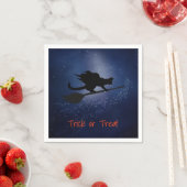 Cat Flying on a Broom Halloween Napkins Servet (Insitu)