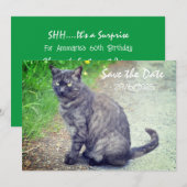 Cat Folded Save The Date Invitation Kaart (Voorkant / Achterkant)