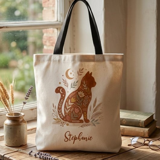 Cat Folk Art – Celestial Feline Mama Gift Tote Bag