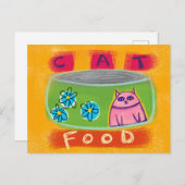 Cat Food Green Can - Funny Cat Briefkaart (Voorkant / Achterkant)