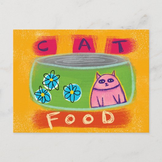 Cat Food Green Can - Funny Cat Briefkaart (Voorkant)