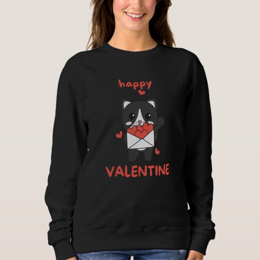 Cat For Valentine's Day Cute Animals With Hearts   Trui (Voorkant)