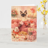 Cat for Valentine's Day Kaart (Gele Bloem)