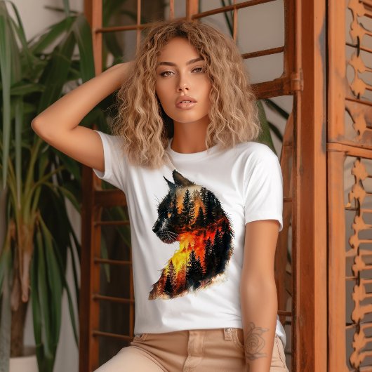 Cat & Forest dubbele belichting T-shirt