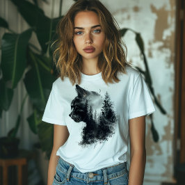 Cat & Forest dubbele belichting T-shirt