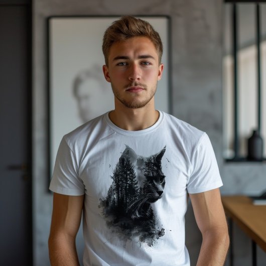 Cat & Forest dubbele belichting T-shirt