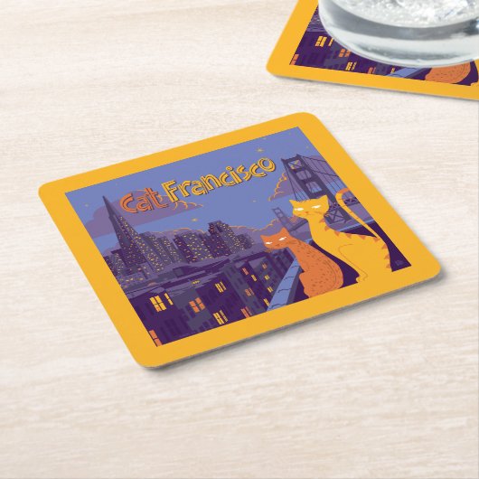 Cat Francisco Kartonnen Onderzetters (Schuin)