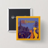 Cat Francisco Vierkante Button 5,1 Cm (Voorkant /achterkant)