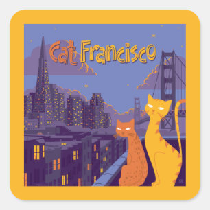 Cat Francisco Vierkante Sticker