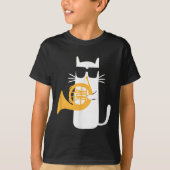 Cat French Horn Funny Cat Lover T-shirt (Voorkant)