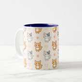 cat friends Mug Tweekleurige Koffiemok (Voorkant links)