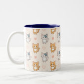 cat friends Mug Tweekleurige Koffiemok (Links)