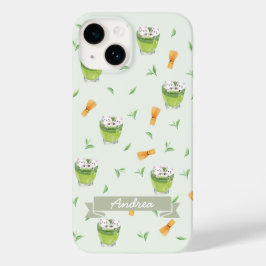Cat Froth Matcha Green Tea Pattern Case-Mate iPhone 14 Hoesje