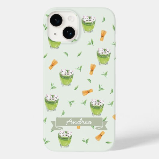 Cat Froth Matcha Green Tea Pattern Case-Mate iPhone Case (Achterkant)