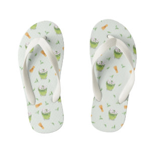 Cat Froth Matcha Green Tea Pattern Kinder Teenslippers