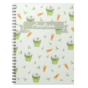 Cat Froth Matcha Green Tea Pattern Notitieboek