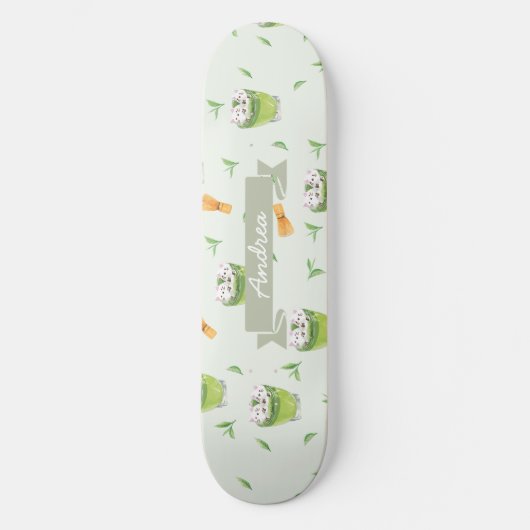 Cat Froth Matcha Green Tea Pattern Persoonlijk Skateboard (Voorkant)