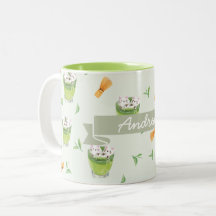 Cat Froth Matcha Green Tea Pattern
