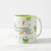 Cat Froth Matcha Green Tea Pattern Tweekleurige Koffiemok (Voorkant rechts)