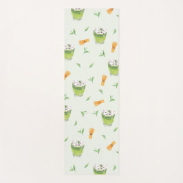 Cat Froth Matcha Green Tea Pattern Yogamat