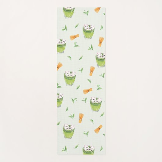Cat Froth Matcha Green Tea Pattern Yogamat (Voorkant)