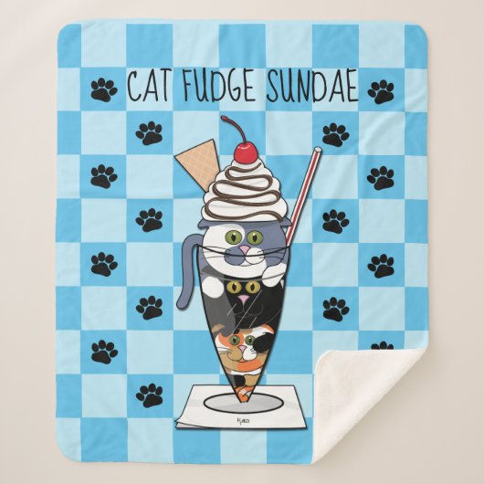 Cat Fudge Sundae (met tekst) Sherpa Blanket Deken (Voorkant)