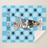 Cat Fudge Sundae (met tekst) Sherpa Blanket Deken (Voorkant (horizontaal))