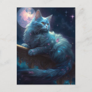 Cat Full Moon Fantasy Art Briefkaart