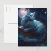 Cat Full Moon Fantasy Art Briefkaart (Voorkant / Achterkant)