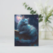 Cat Full Moon Fantasy Art Briefkaart (Staand voorkant)