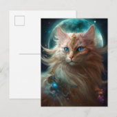Cat Full Moon Fantasy Art Briefkaart (Voorkant / Achterkant)