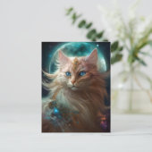 Cat Full Moon Fantasy Art Briefkaart (Staand voorkant)