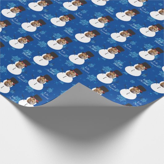 Cat Fun Face Snowman Vrolijk Kerstfeest Spaans Wra Cadeaupapier (Hoek)
