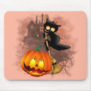 Cat Fun Halloween Character die bang is voor een p Muismat