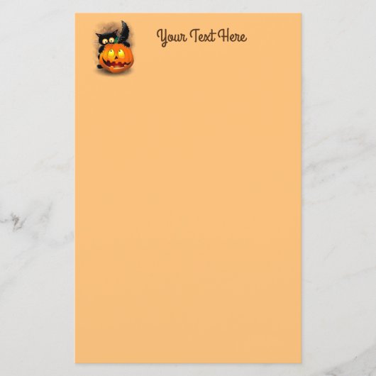 Cat Fun Halloween Character die op een pompoen tik (Voorkant)