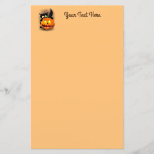 Cat Fun Halloween Character die op een pompoen tik