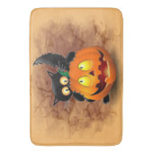 Cat Fun Halloween Character die op een pompoen tik Badmat (Voorkant Verticaal)