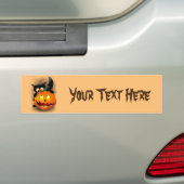 Cat Fun Halloween Character die op een pompoen tik Bumpersticker (Op auto)