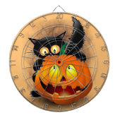 Cat Fun Halloween Character die op een pompoen tik Dartbord (Voorkant)