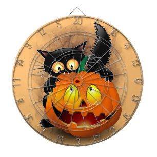 Cat Fun Halloween Character die op een pompoen tik Dartbord
