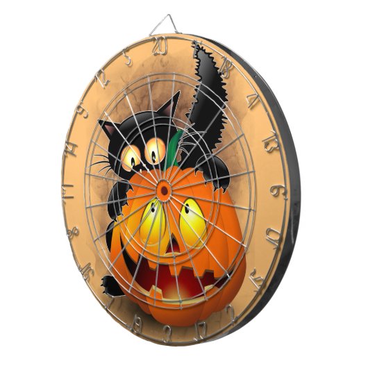 Cat Fun Halloween Character die op een pompoen tik Dartbord (Voorkant Rechts)