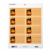Cat Fun Halloween Character die op een pompoen tik Etiket (Full Sheet)