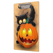 Cat Fun Halloween Character die op een pompoen tik Klembord (Links)